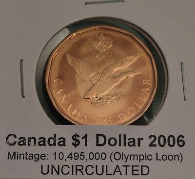 2006 Canada Olympic Lucky Loonie - BU UNC - from mint roll  🇨🇦🇨🇦