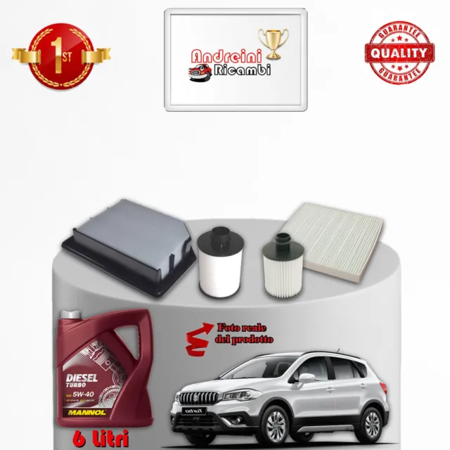 Kit Tagliando 4 Filtri + 6 Litri 5W40 Suzuki Sx4 S-Cross 1.6 Ddis 88Kw 2013 ->