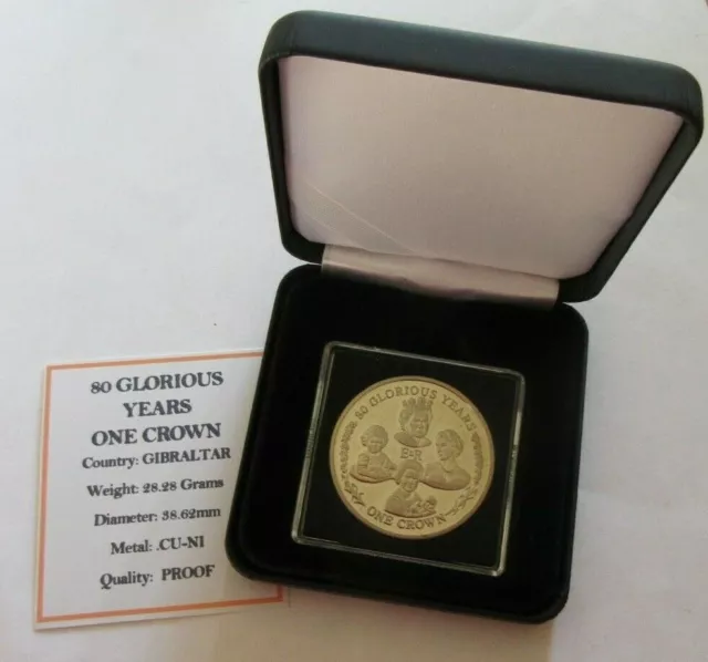 2006 80 Glorious Years Queen Elizabeth Ii Proof One Crown Coin Box & Coa