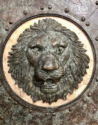 Maitland Smith- Heavy Round Brass Lion Wall Art 1453-136 2