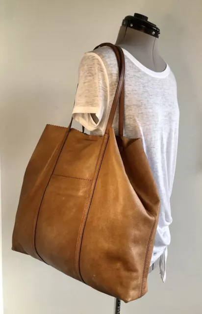 Banana Republic Soft Cow Leather Shoulder Bag Tote Tan Large Shopping Boho