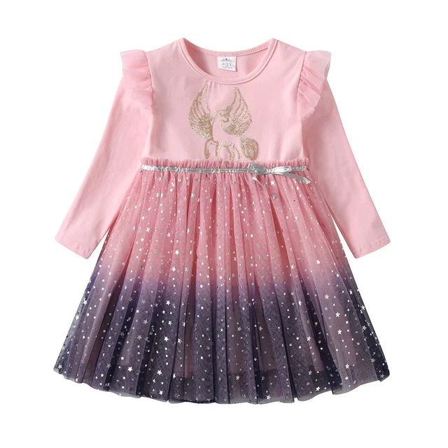 Manica Lunga Per Principessa Rete Tulle Abiti Autunno Inverno Unicorn Coniglio