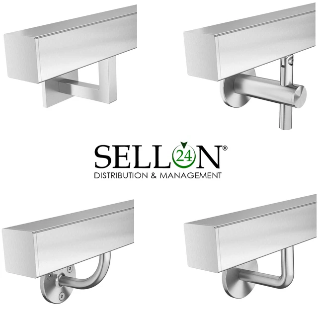 Rampe Inox Main Courante Murale Carré Escalier 40x40 Balustrade Poignée Set V2A