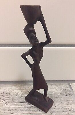 Vintage Hand Carved Wooden African Tribal Woman Female Statue Figure Art