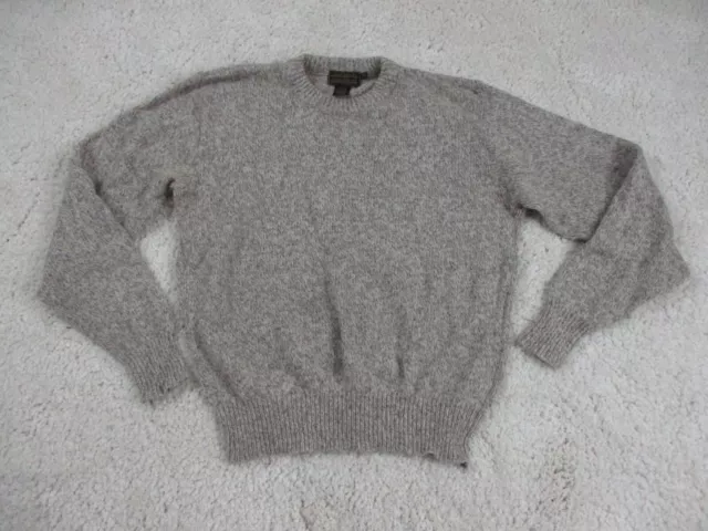 VINTAGE Eddie Bauer Sweater Mens Tall Large TL Brown Beige Wool USA Made 60s