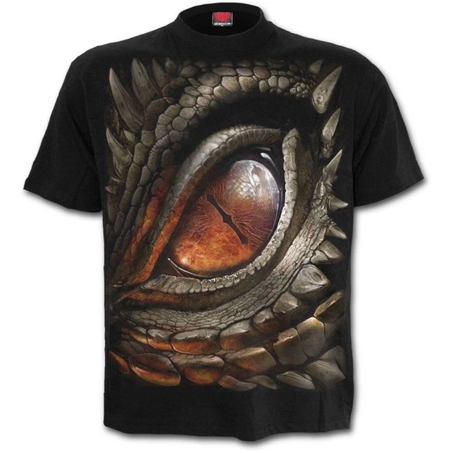 Spiral Direct DRAGON EYE Men's Short Sleeve T-Shirt, Rock, Biker, Mythical, Goth
