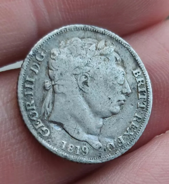 Rare 1819 George III Silver Sixpence 2