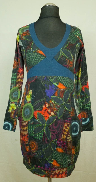 Robe Desigual Femme Taille S-M - Style Crayon Doublée, Manches Longues - État Très Bon