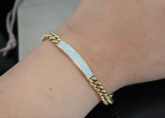 $9,200 David Yurman 18K Solid Yellow Gold Petite Pave Diamond ID Chain Bracelet 2