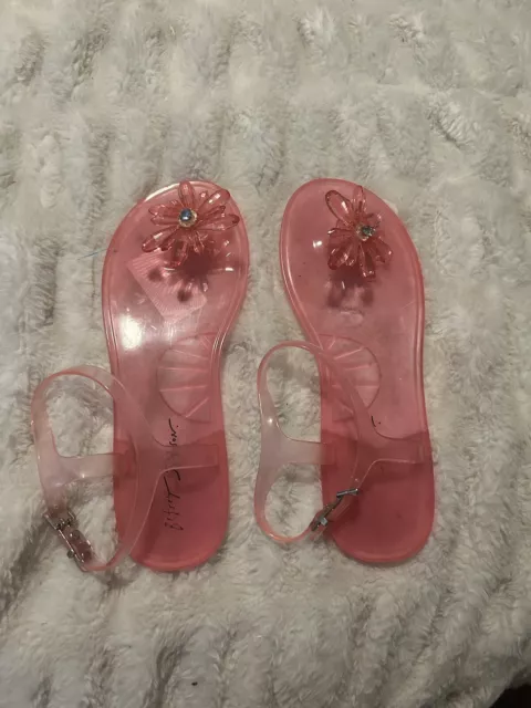 Cottage Core Johnson Women's Tabby Jelly Pink Flower Sandals size 10 Beach