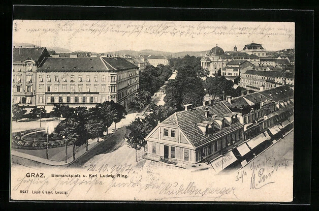 Ansichtskarte Graz, Bismarckplatz u. Karl Ludwig-Ring 1904