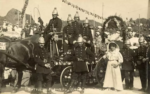 Battle Of Flowers Festival On Jersey 1910 Old Illustration Photo