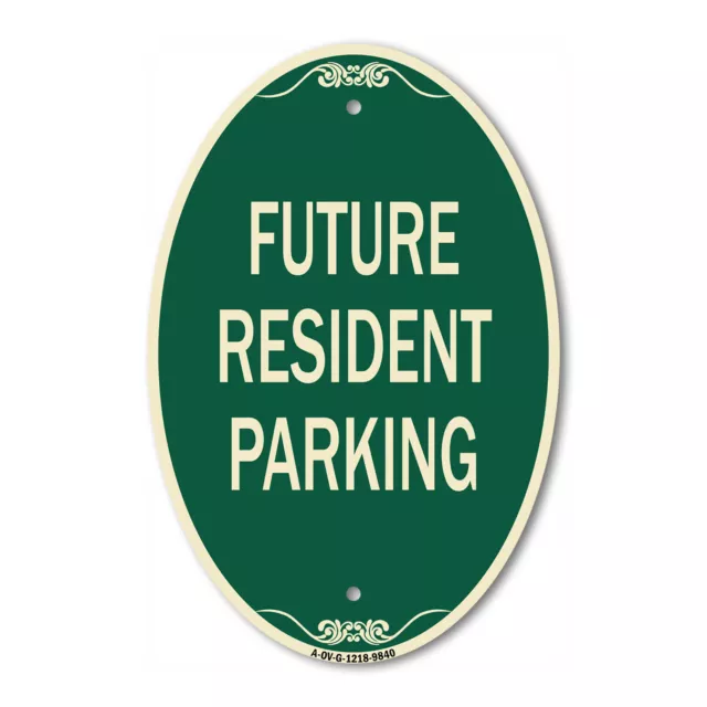 Designer Series Oval - Future Resident Parking Green & Tan Heavy-Gauge Aluminum