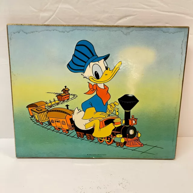 Vtg Donald Duck Conducting Choo-Choo Train 1980s Athena Walt Disney UK Poster