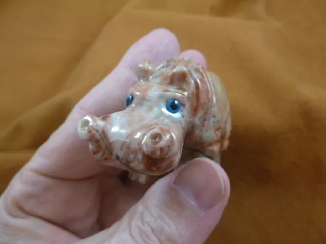 (Y-HIP-400) red gray HIPPOPOTAMUS carving HIPPO stone gemstone SOAPSTONE PERU 3