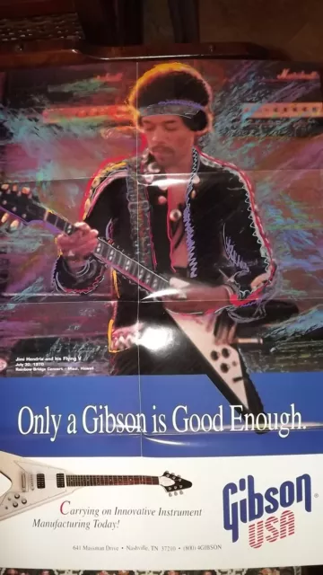 Gibson Guitars - Jimi Hendrix Poster 18x24"- 1993-  Print Ad