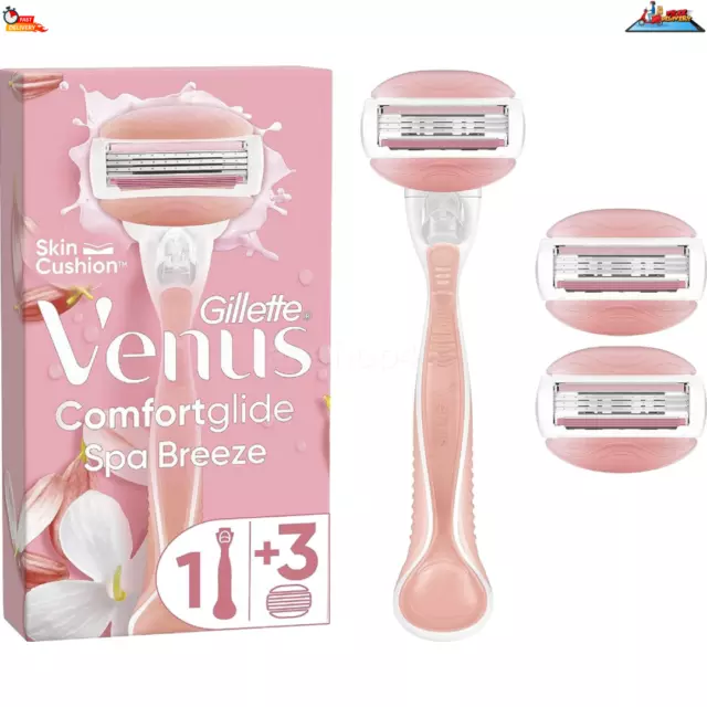 Gillette Venus ComfortGlide Spa Breeze Womens Razor + 3 Refill Blades UK