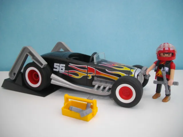 playmobil - la voiture dragster à friction et son pilote playmobil - lot 66 -