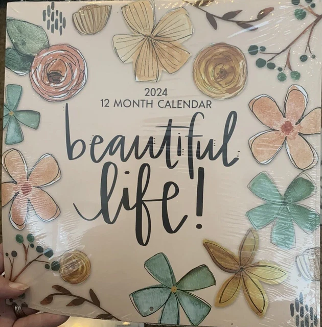 12 MONTH WALL Calendar 2025 Beautiful Life/Flowers Dollar Tree 11"X22
