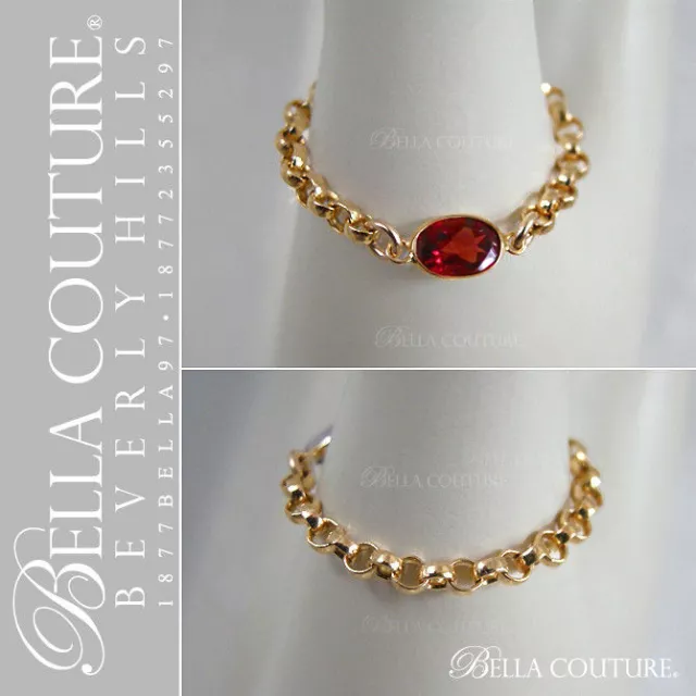 $399 Aaa+ Oval Natural Garnet 14K Yellow Gold Art Deco Diamond Vtg Chain Ring