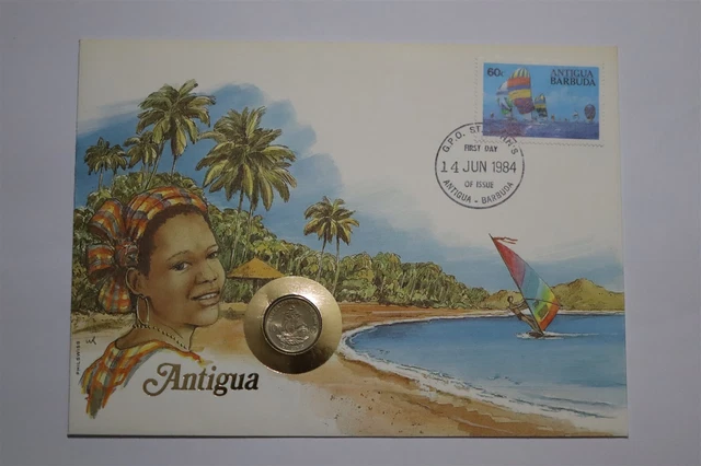🧭 Antigua & Barbuda 10 Cents 1981 Coin Cover B53 #10