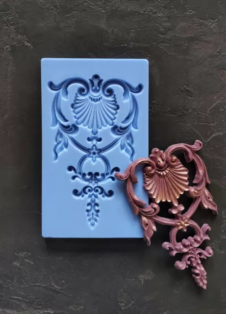 Molde grande de silicona adornada, frontón de pared, molduras de muebles, molde para resina