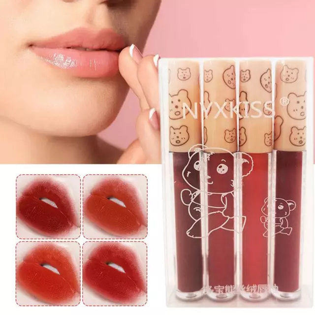 NYXKISS 4-color Lip Gloss Set Box with Long-lasting Lip Matte Gloss U6G5