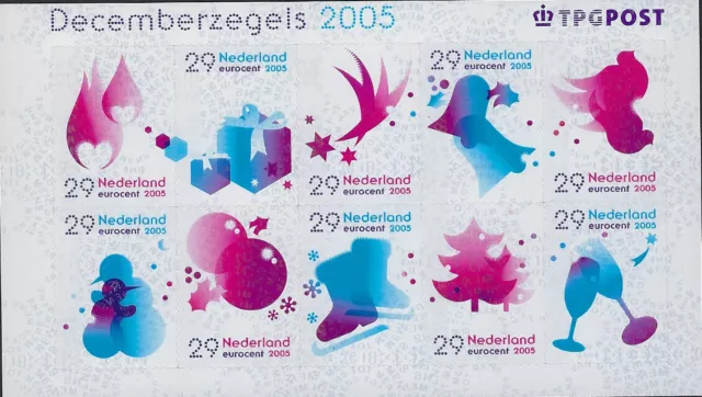 NETHERLANDS:2005 Christmas self-adhesive set  SG2480-9 MNH sheetlet