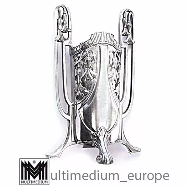 Jarrón Art Nouveau WMF alrededor de 1900 montaje de metal sin inserto de vidrio