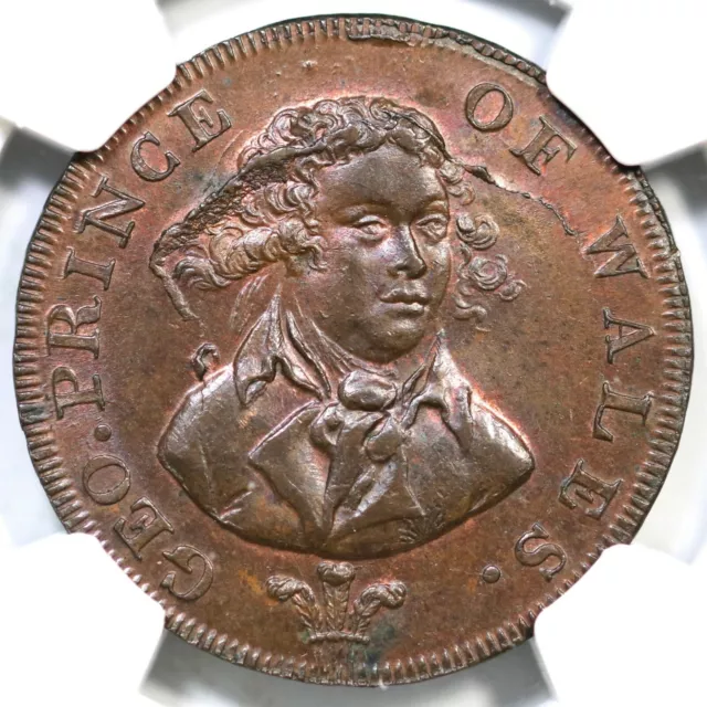 (1790s) D&H-952A NGC MS 64 BN MIDDLESEX-NATIONAL SERIES G Brit Conder Token 1/2p