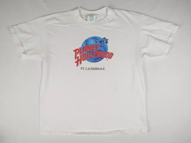 Vintage 1991 Planet Hollywood Ft. Lauderdale White T-Shirt (Men Size L Large)