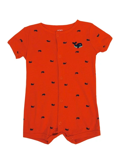 Carter's Orange Whale Printed Creeper Rompers Bodysuit Baby Boys 6 Months