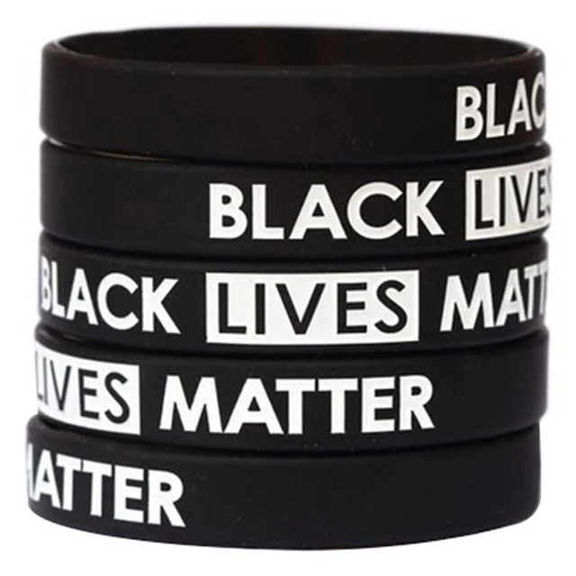 Black Lives Matter Wristbands Black Silicone Rubber Bracelets I Can't Breat-qj