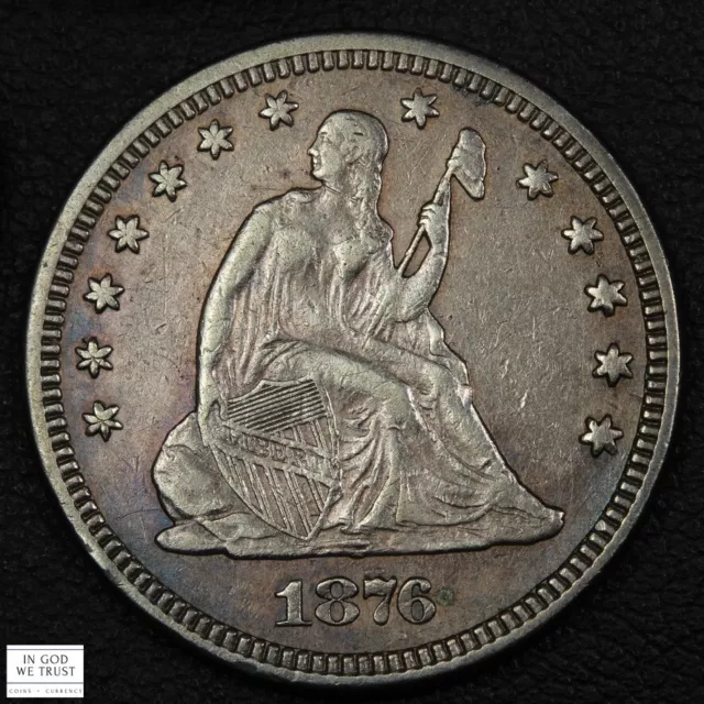 1876 Seated Liberty Silver Quarter 25C - Cleaned