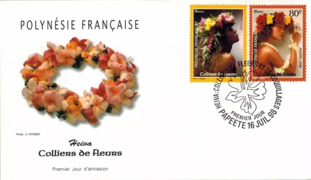 1998-Papeete-Fdc.Enveloppe 1°Jour/Collier de fleurs-Polynésie-Yv.568/9