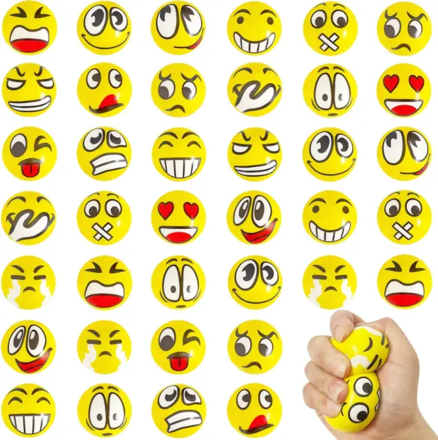 40 piezas bolas de estrés facial, mini bolas divertidas de 2" para apretar la cara, bola de espuma para aliviar el estrés