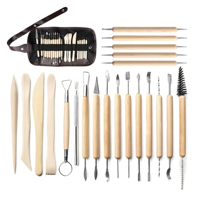 16 Pieces Pottery Clay Sculpting Tools Set Wooden Handle Sculpting Clay  Tools Polymer Clay Sculpting Tools Double-Sided DIY Ceramic Tools for  Potters
