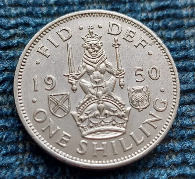 1950 King George VI Scottish Reverse Shilling Almost Perfect Uncirculated Coin