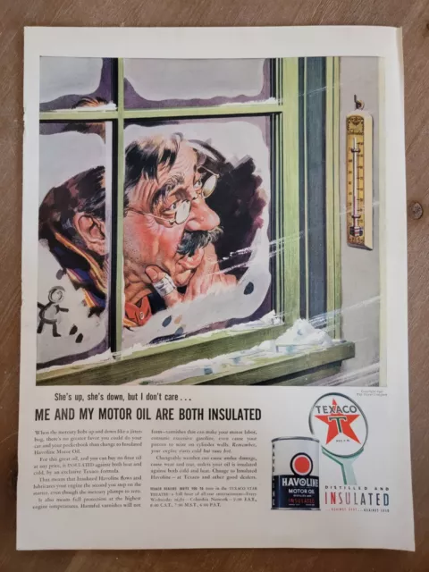 Vintage 1940 Texaco Gas Gasoline She's Up She's Down Print Ad Advertisement