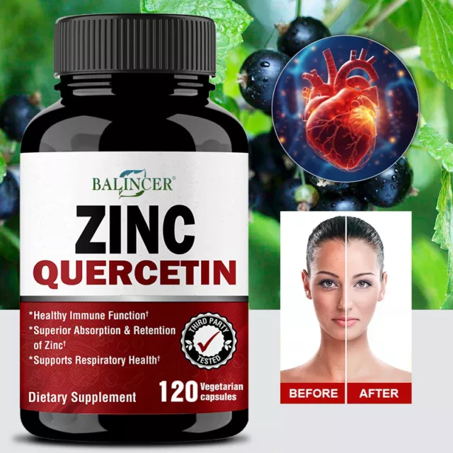 Quercetin With Zinc Vegan Capsules Immune,Respiratory, Antioxitant 30/60/120pcs