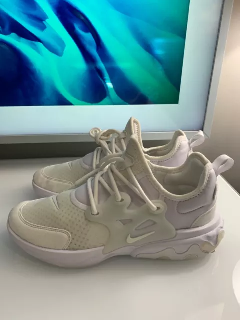 NIKE REACT PRESTO GS Triple White BQ4002 100 7Y USED 19.72