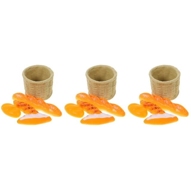 3 set Mini pane cestino ornamento decoro del pane alimentare decorazione di