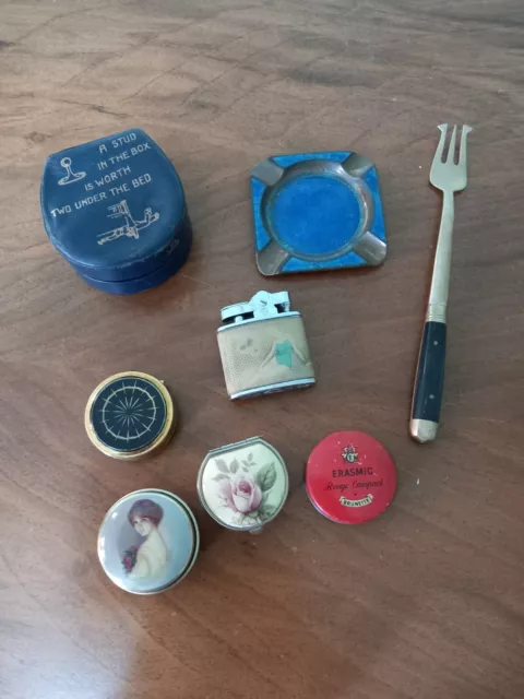 Vintage Bundle Job Lot Tins Lighter Stud Box Pickle Fork Pill Boxes