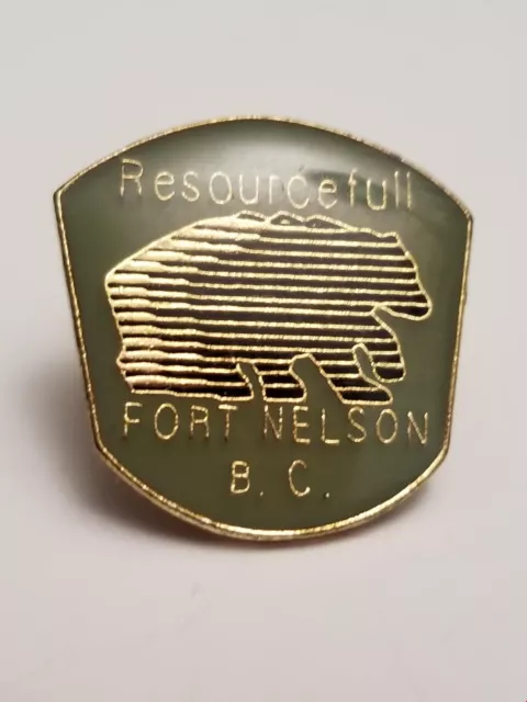 Resourcefull Fort Nelson BC British Columbia Bear Lapel Pin 1863