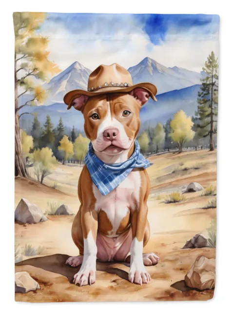 Pit Bull Terrier Western Cowboy Welcome Flag Canvas House Size DAC5952CHF