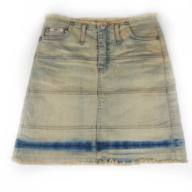 Mini Gonna jeans donna vita bassa vintage y2k used wash taglia xs Denim Skirt