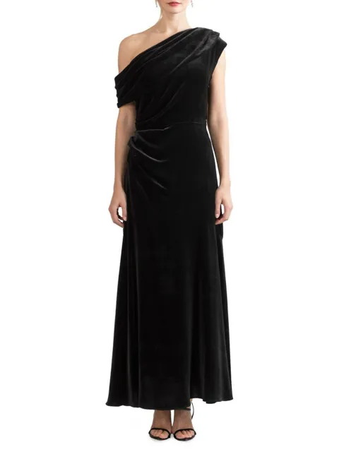 Shoshanna Goldie One-Shoulder Velvet Dress, Cap sleeve, Black Size 12,  $735 NWT