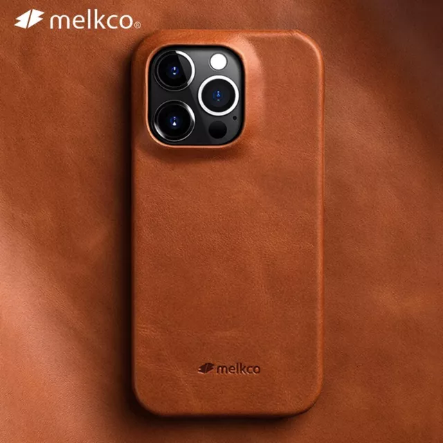 Melkco Genuine Leather Case fr iPhone 15 14 Pro Max Business Oil Wax Retro Cover