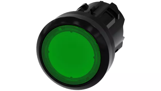 Bouton lumineux 22mm rond en plastique vert plat avec ressort de rappel 3 /T2FR