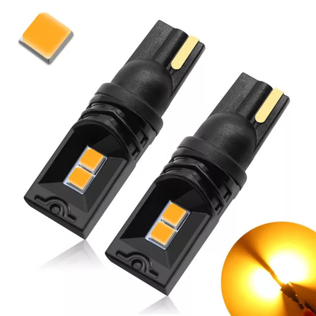 2X T10 LED 3030 4SMD Bulb Amber W5W 168 194 Super Bright Car Wedge Side Light